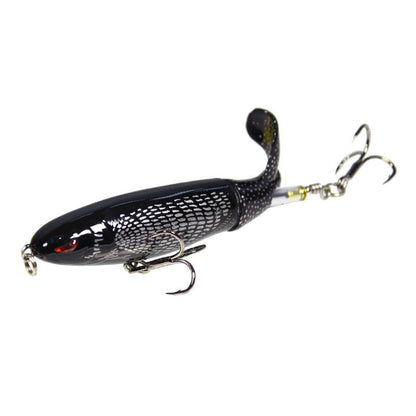 Fishing Lure Whopper Popper Artificial Bait Rotating Tail - Black image