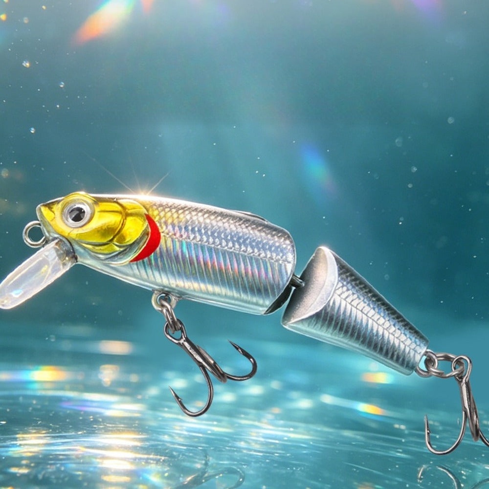 Holographic jointed minnow lure underwater