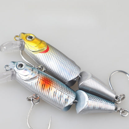 Close-up of the hinged two-section lure body