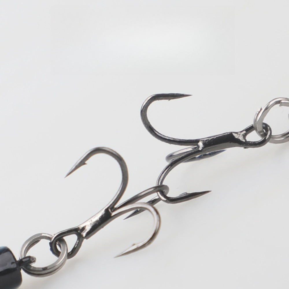 High-carbon steel treble hooks on split rings