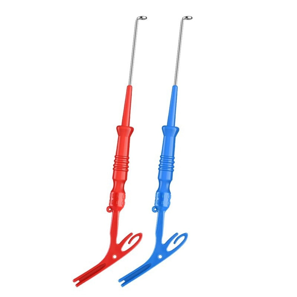 3-in-1 fishing hook remover and knot tying tool, red and blue 2 pack