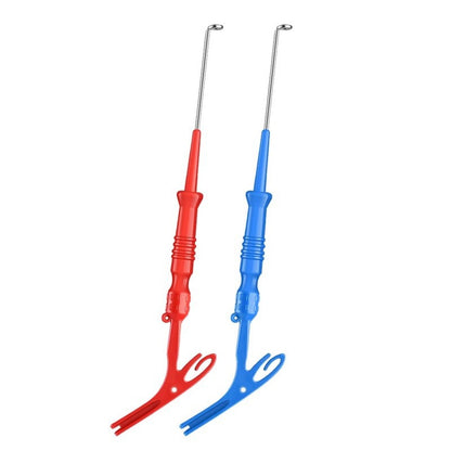 3-in-1 fishing hook remover and knot tying tool, red and blue 2 pack